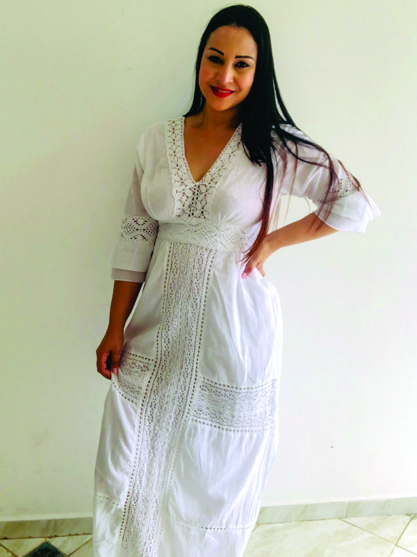 Vestido Longo Manga 3/4