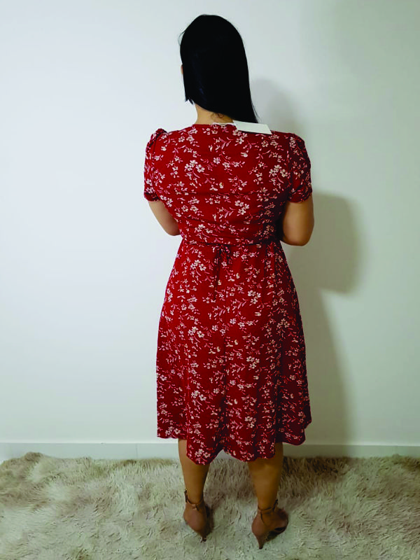 Vestido Vermelho Floral - Imagem 3